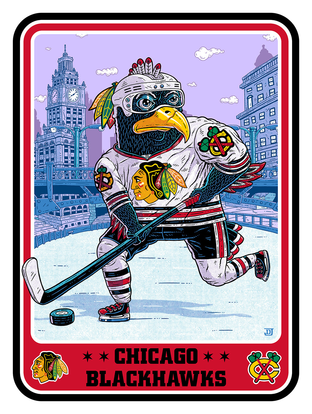 Chicago Blackhawk : Signed & Numbered 9-Color Screenprint Poster Edition of 40
